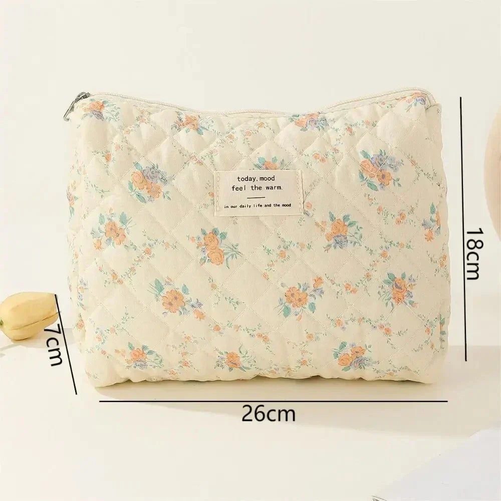 Ailany | Elegant Quilted Floral Makeup Bag 5