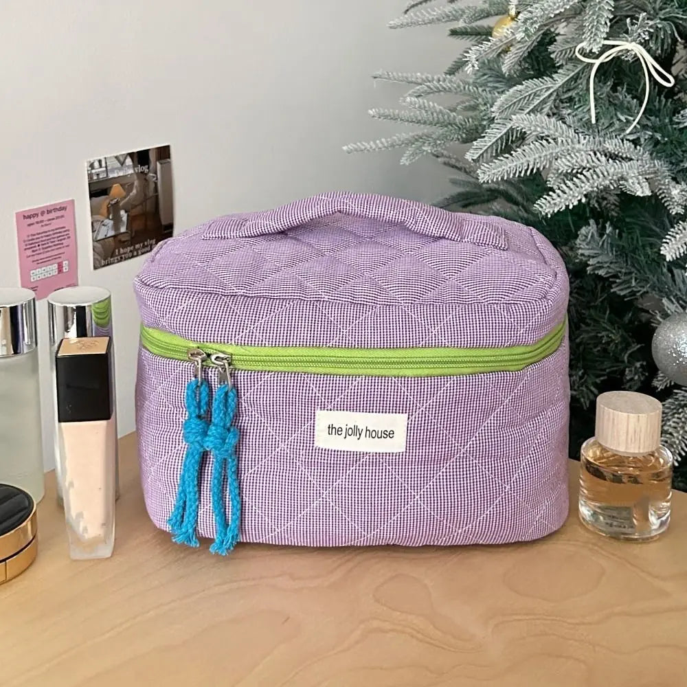 Rosielyn | Checkered Cotton Cosmetic Bag for Travel 1