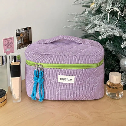 Rosielyn | Checkered Cotton Cosmetic Bag for Travel 1