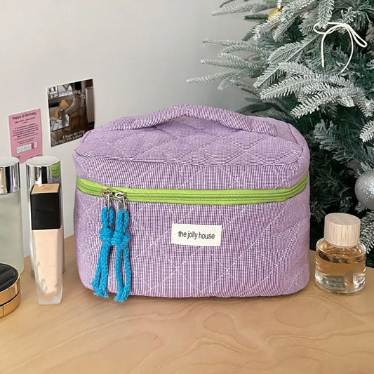 Rosielyn | Checkered Cotton Cosmetic Bag for Travel 1