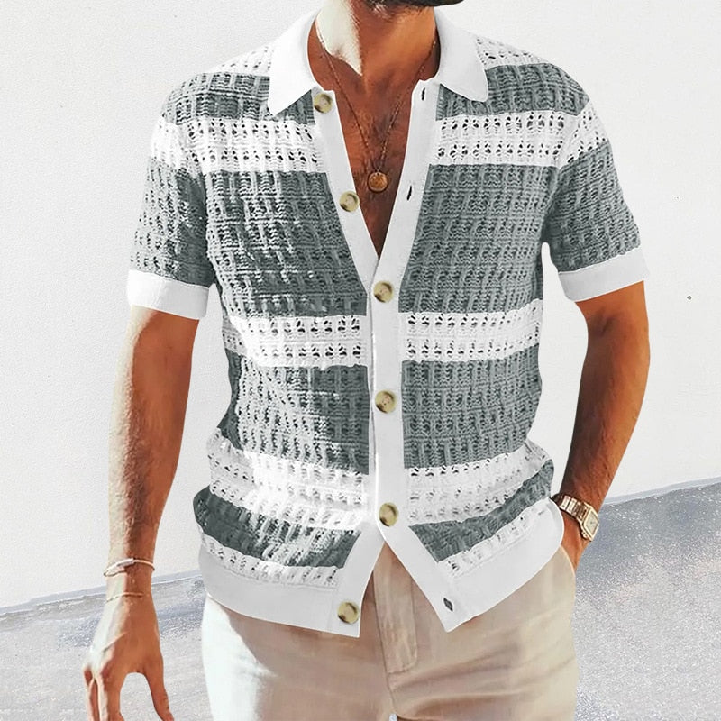 JAKE | Casual Knitted Shirt Short Sleeves Men-6