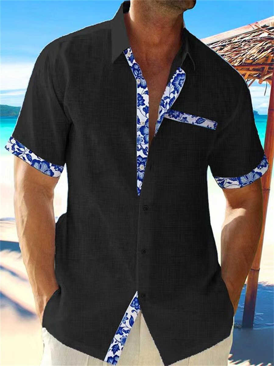 Luis | Tropical Breeze Trimmed Button-Up Shirt-3