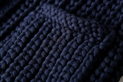 Cardigan tricoté bleu marine - Charme décontracté vintage