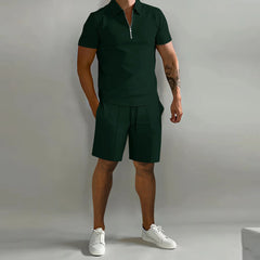 Elevate Your Style: HENRY Men's Polo and Shorts Two-Piece Set-2