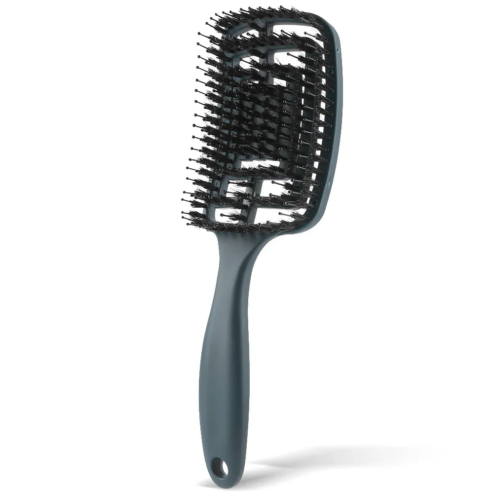 TangleFree - Nylon Bristle Detangler Brush for Curved Styling-1