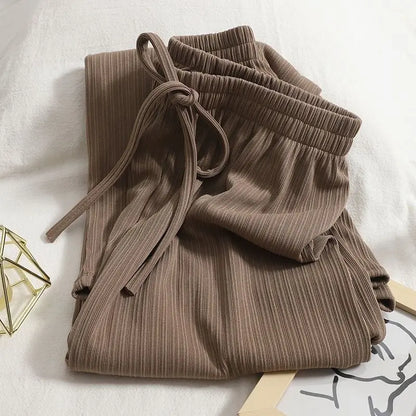 ALLIE | Vertical Stripe Drawstring Casual Trousers-6