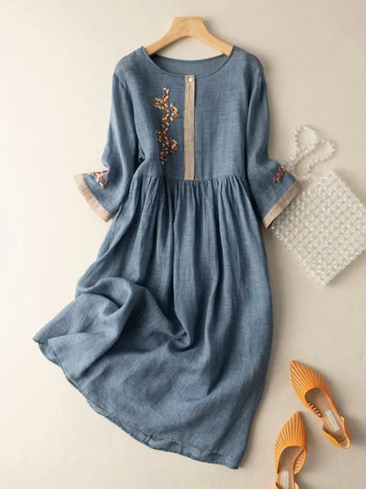  SARAH | Embroidered cotton and linen Dress-1