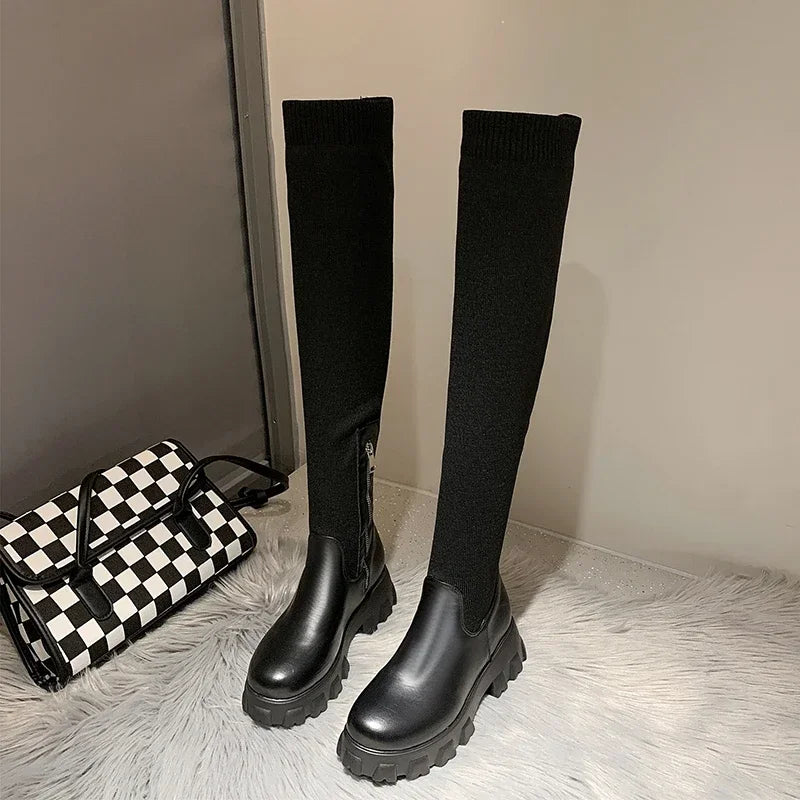 Over-the-knee stretch boots for women-1