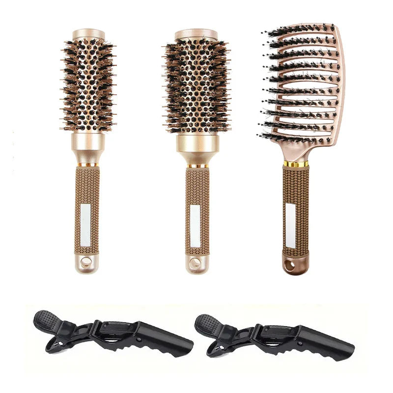 BlowOut Pro - Ionic Boar Bristle Round Hairbrush Set for Salon-Quality Styling-1