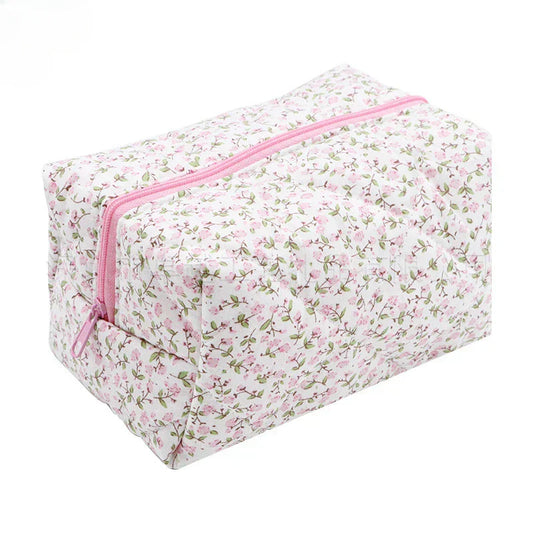 Anika | Cotton Floral Quilted Makeup Cosmetic Pouch 1