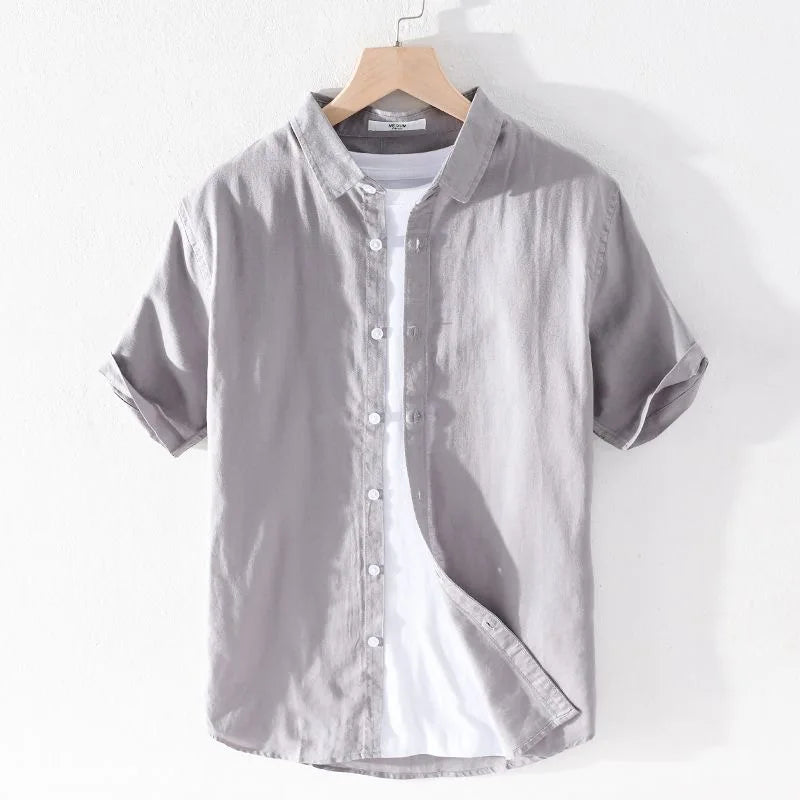 SEBASTIAN | Short Sleeve Linen Shirt-5
