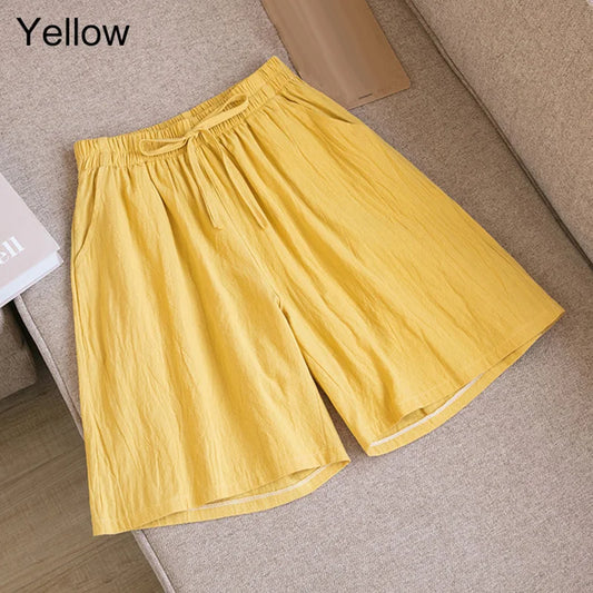 FINA | Cotton Linen Knee-Length Shorts-1