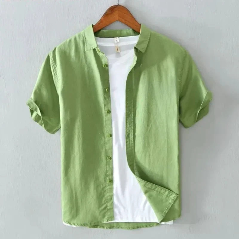 SEBASTIAN | Short Sleeve Linen Shirt-6