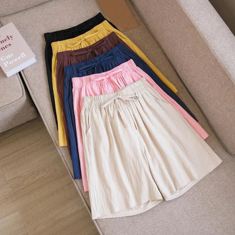 FINA | Cotton Linen Knee-Length Shorts-5