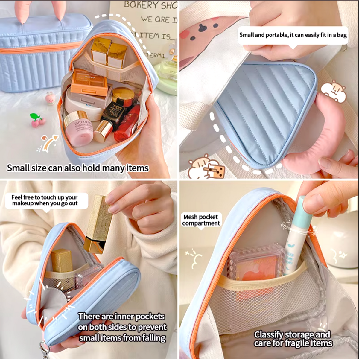Bailee | Cosmetic bag with color contrast in triangle design 3