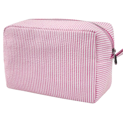 Kallie | Large Seersucker Travel Makeup Bag 2