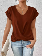  CHLOE | Versatile Draped V-neck Blouse-2