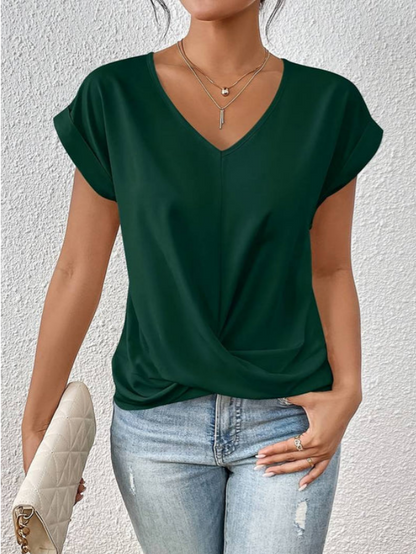  CHLOE | Versatile Draped V-neck Blouse-4