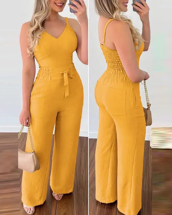 SADIE | Shirred Two-Piece Jumpsuit Set-3