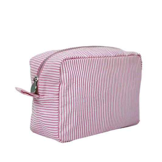 Kallie | Large Seersucker Travel Makeup Bag 1