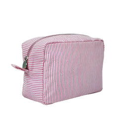 Kallie | Large Seersucker Travel Makeup Bag 1