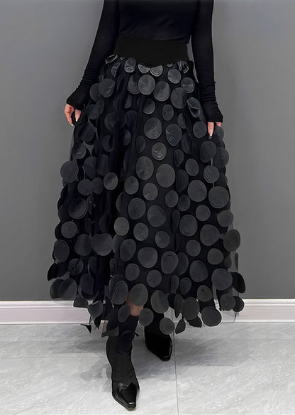  LAURA | Black Skirt with Dots-2