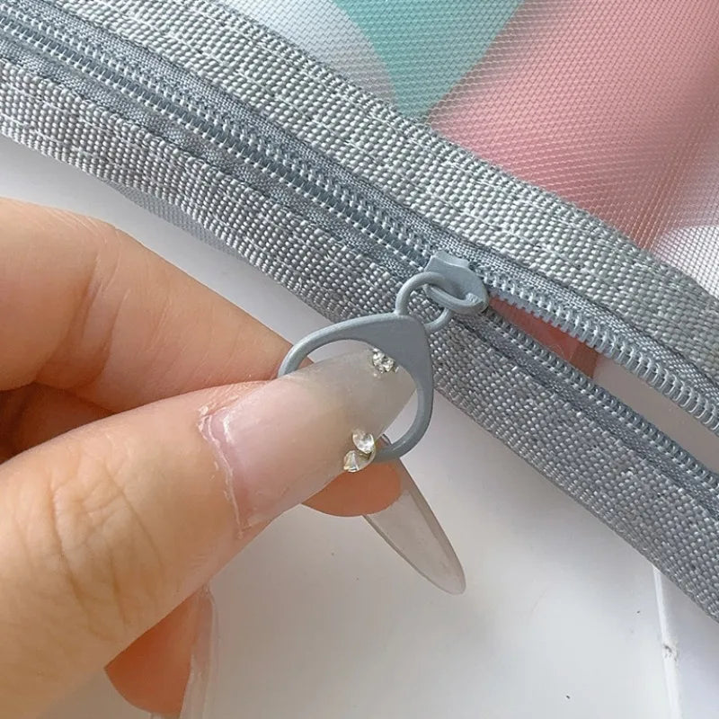 Keily | 3-piece Nylon Mesh Cosmetic and Toiletry Bag Set 5