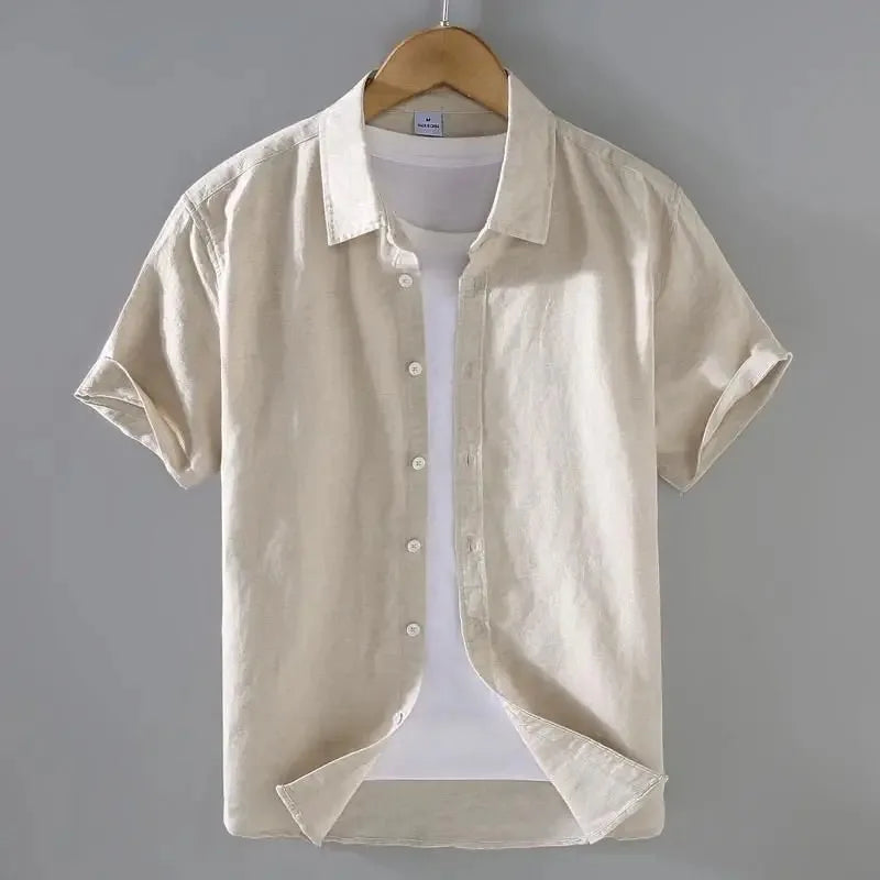 SEBASTIAN | Short Sleeve Linen Shirt-2