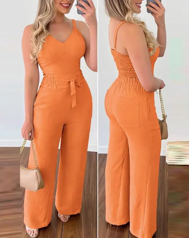 SADIE | Shirred Two-Piece Jumpsuit Set-4
