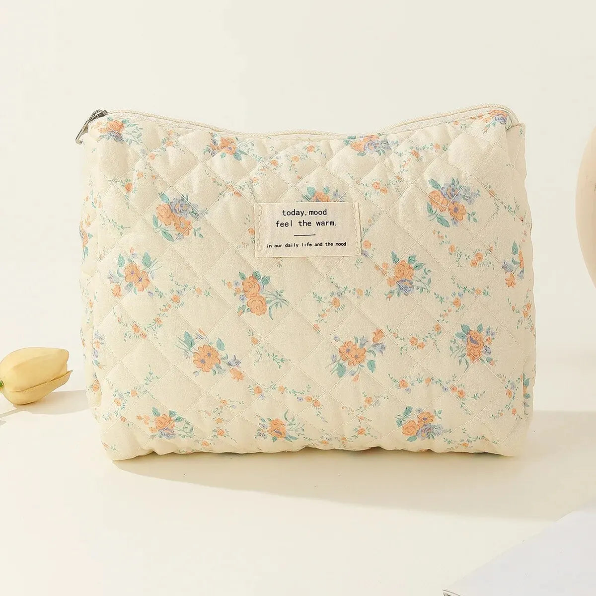 Ailany | Elegant Quilted Floral Makeup Bag 6