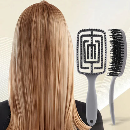 TangleFree - Nylon Bristle Detangler Brush for Curved Styling-6