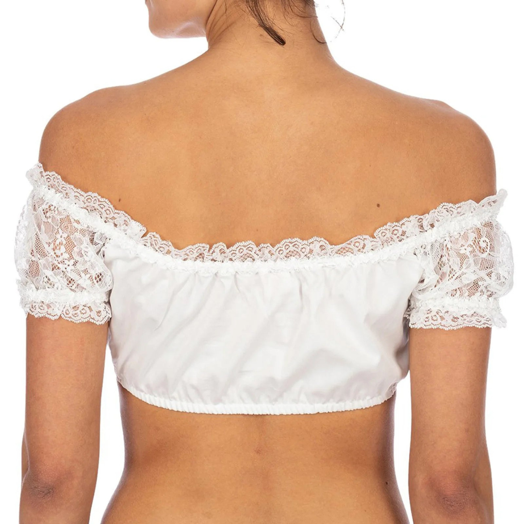 Short-sleeved crop top with lace and sweetheart neckline 2
