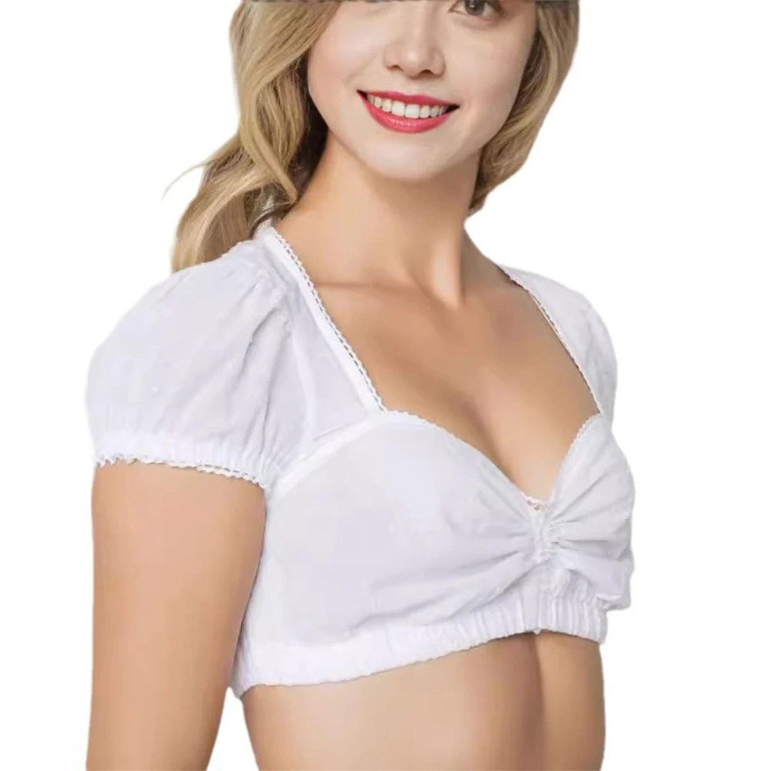 Short-sleeved crop top with puff sleeves and sweetheart neckline 4