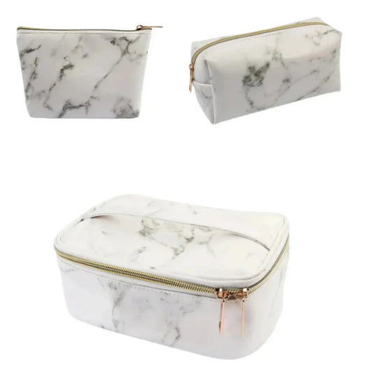 Lilyana | Marble Elegance 3-in-1 Cosmetic Makeup Travel Bag Set 1