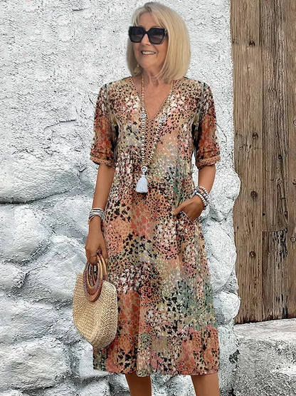 Soft women's dress with V-neck | Midi 4