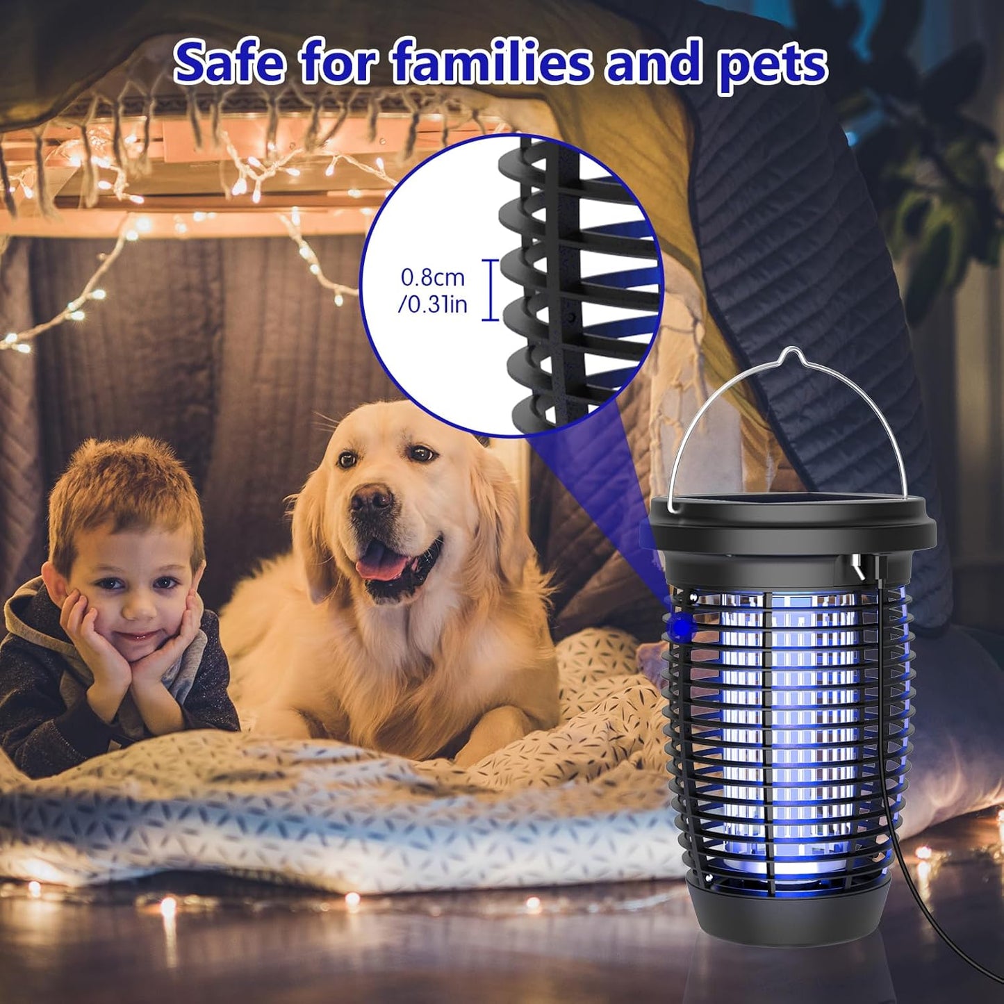 Solar Bug Zapper 2-in-1 Mosquito Killer Lamp – 4500V Indoor & Outdoor Fly Trap 4
