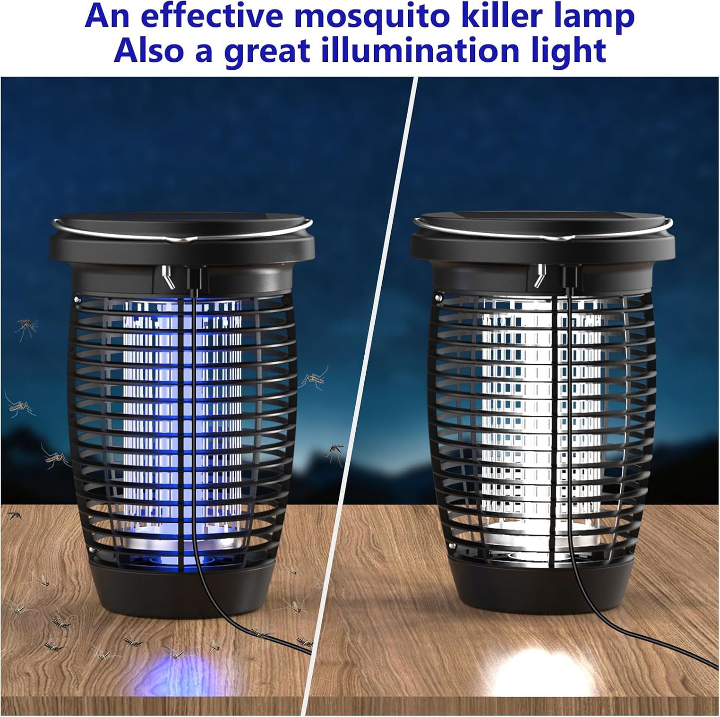 Solar Bug Zapper 2-in-1 Mosquito Killer Lamp – 4500V Indoor & Outdoor Fly Trap 5