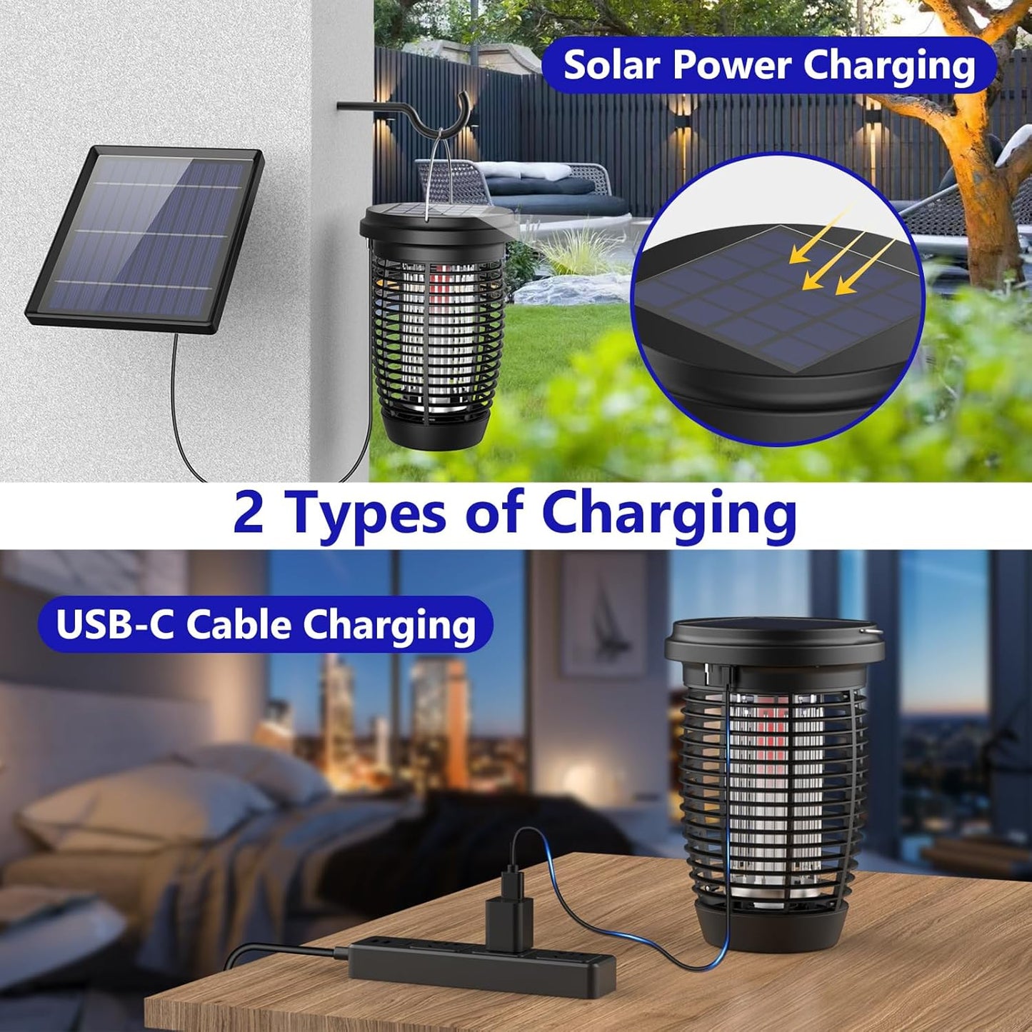 Solar Bug Zapper 2-in-1 Mosquito Killer Lamp – 4500V Indoor & Outdoor Fly Trap 7