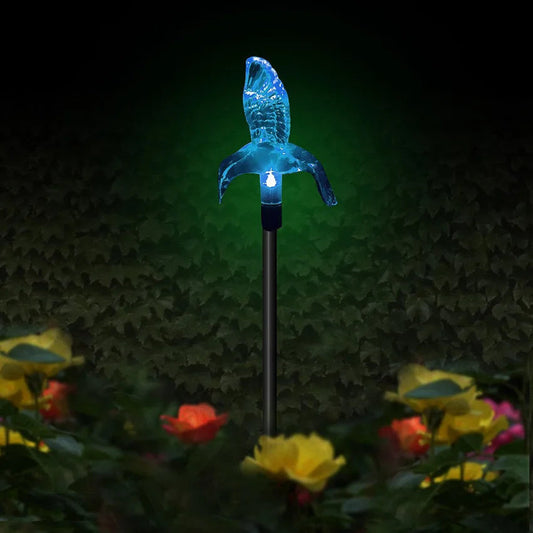 Solar garden lamp with hummingbird, butterfly and dragonfly – weatherproof, environmentally friendly design for charming outdoor lighting 0