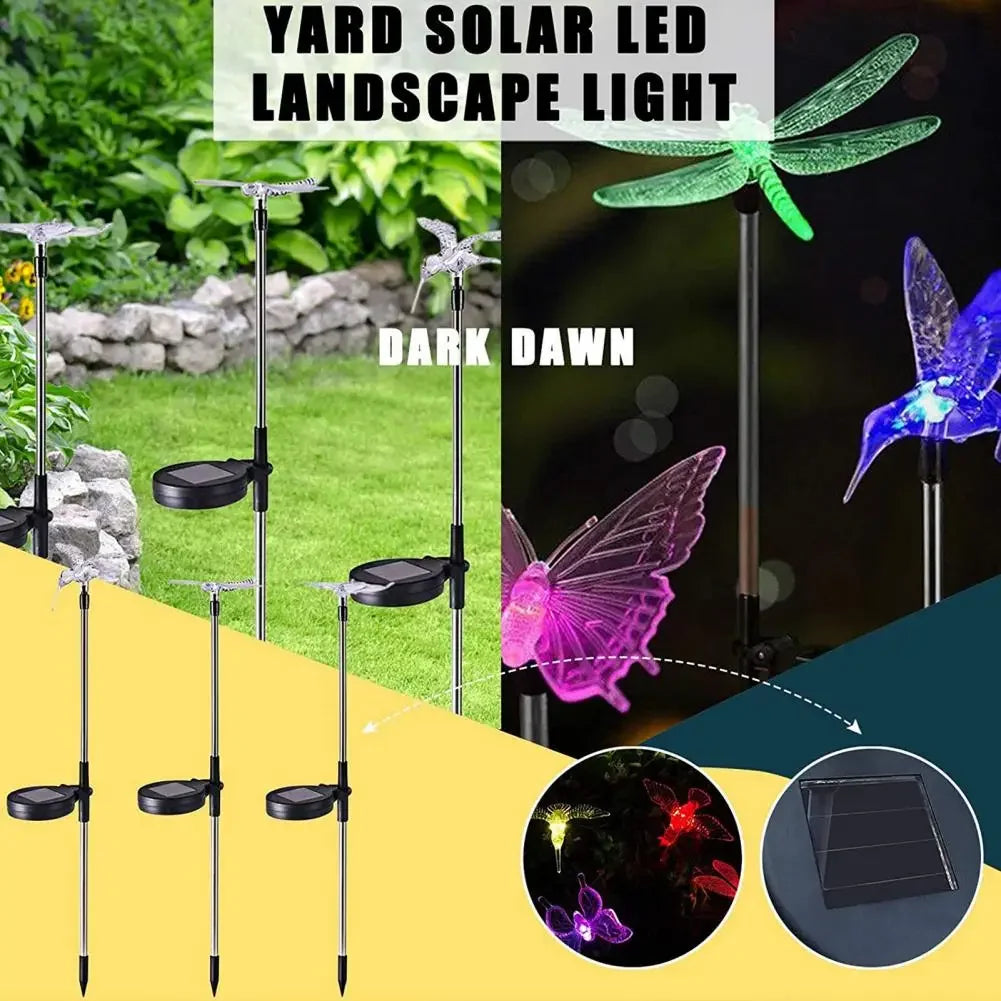 Solar garden lamp with hummingbird, butterfly and dragonfly – weatherproof, environmentally friendly design for charming outdoor lighting 5