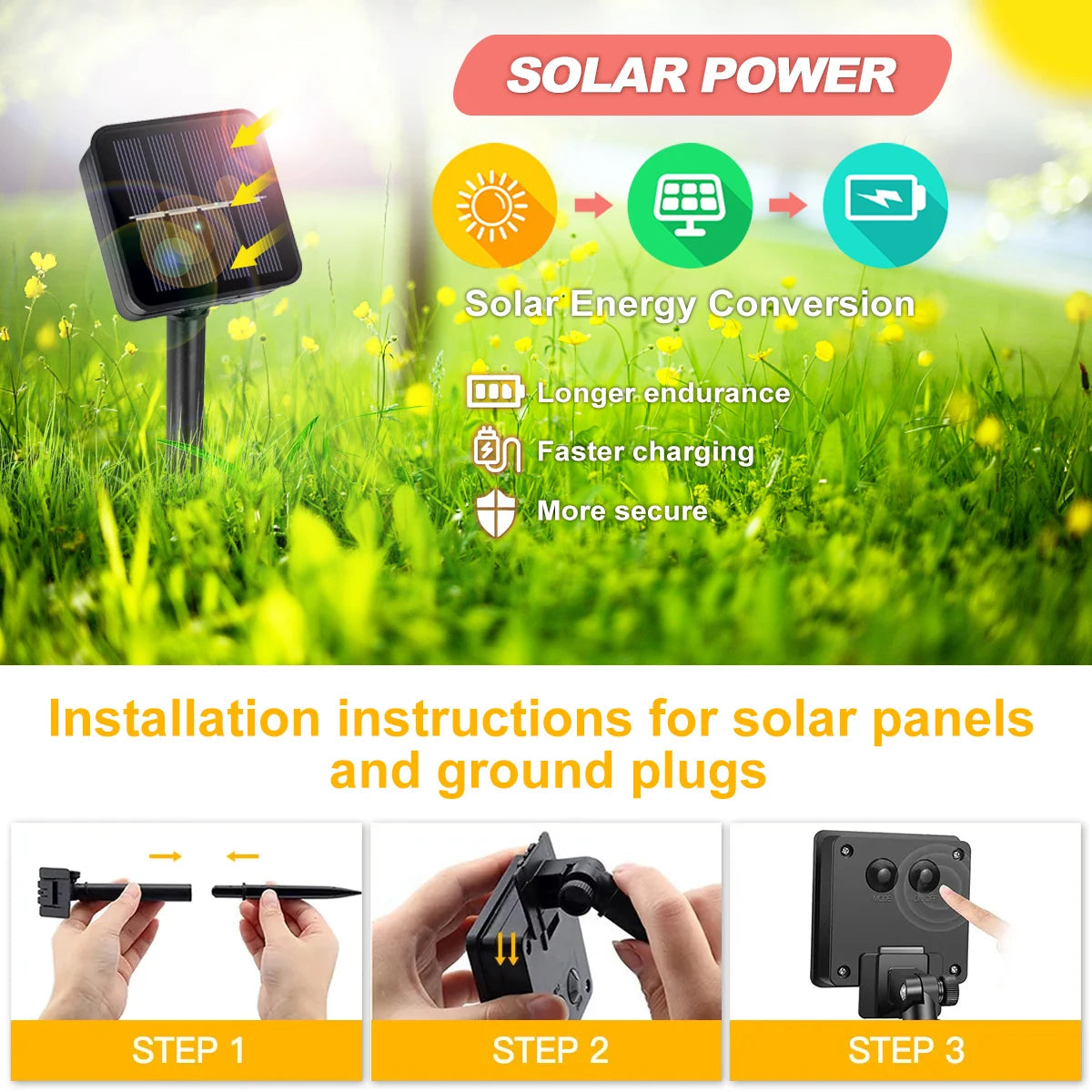 Solar garden lights with 30 LEDs – Weatherproof mini lights in warm white with 8 lighting modes for outdoor areas 4