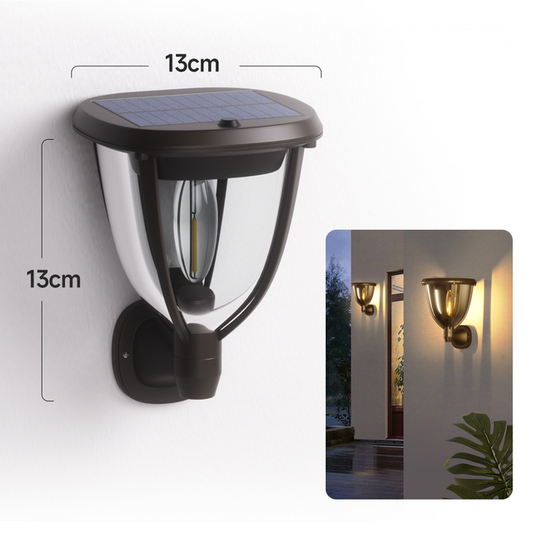 Solar outdoor wall light with motion detector – weatherproof, energy-efficient, warm white, easy wall mounting, IP65 protection 0