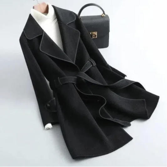 Tracey | Chic Contrast-Trim Belted Trench 0