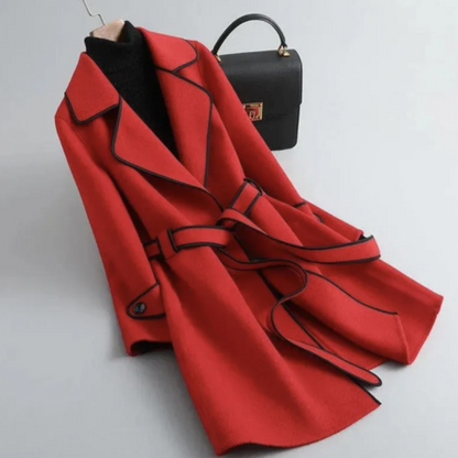 Tracey | Chic Contrast-Trim Belted Trench 2