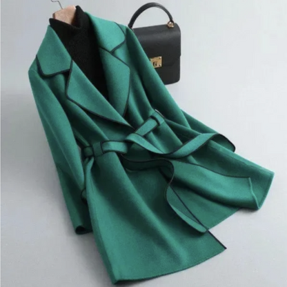 Tracey | Chic Contrast-Trim Belted Trench 3