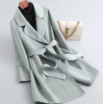 Tracey | Chic Contrast-Trim Belted Trench 5
