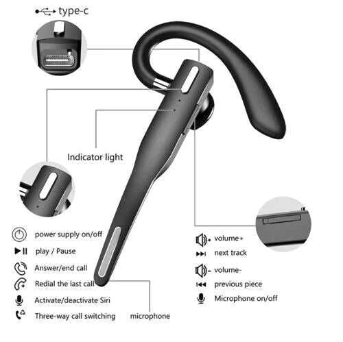 Trucker Dual Mic Wireless Bluetooth 5.1 Noise Cancelling Headset/Earpiece 3