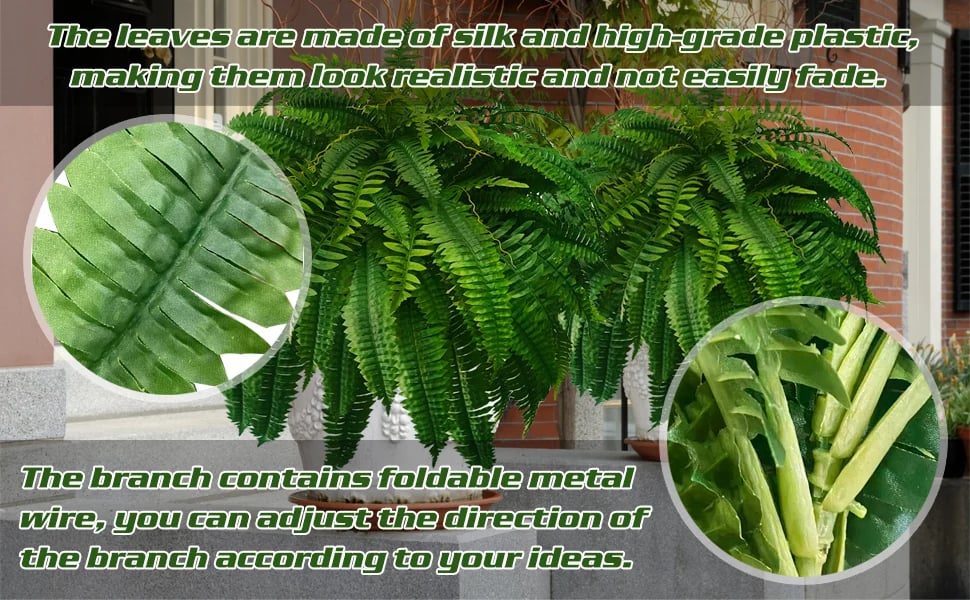 UV-Resistant Lifelike Artificial Boston Fern – Perfect for Outdoor Décor 7
