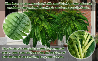 UV-Resistant Lifelike Artificial Boston Fern – Perfect for Outdoor Décor 7