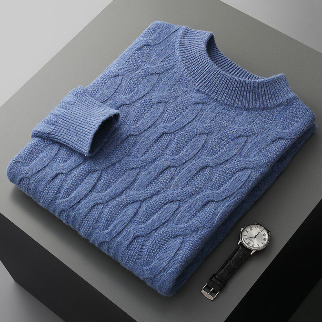 Unisex Cashmere Sweater – Relaxed Fit – Cable Knit – Ribbed Crew Neck 3